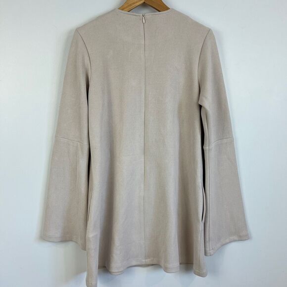 Vintage Made in Canada Meg Shop Large Faux Leather Long Bell Sleeve Mini Dress - Picture 13 of 16